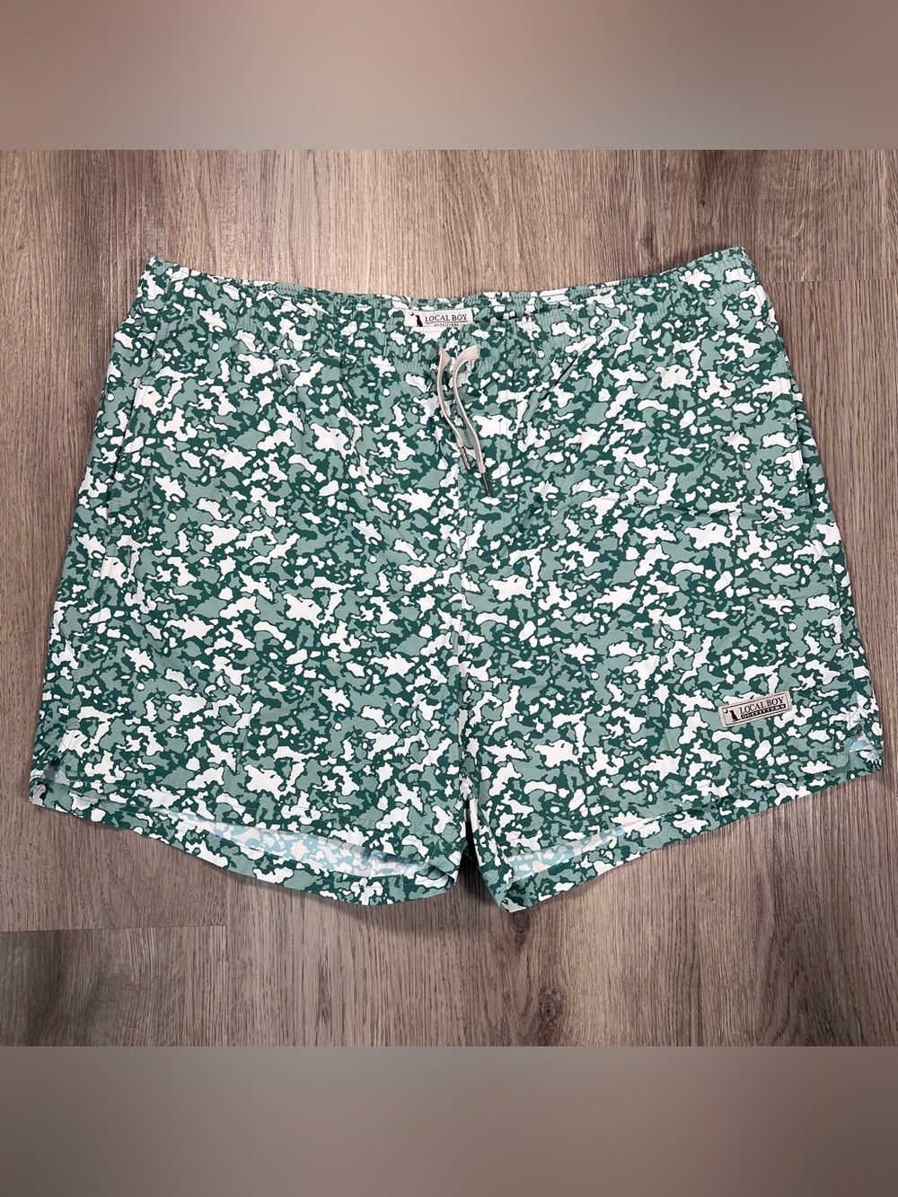Local Boy Outfitters Camo Swim Trunks Shorts Mens XXL Green‎ Quick Dry 5.5”